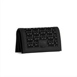 Black Sleek Elegance Fold Wallet with Playful Minimalist Cat Motif - 1