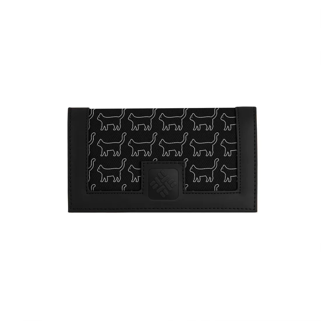 Black Sleek Elegance Fold Wallet with Playful Minimalist Cat Motif - 2