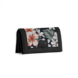 Black Sleek Elegance Fold Wallet with Tropical Floral Charm - 1