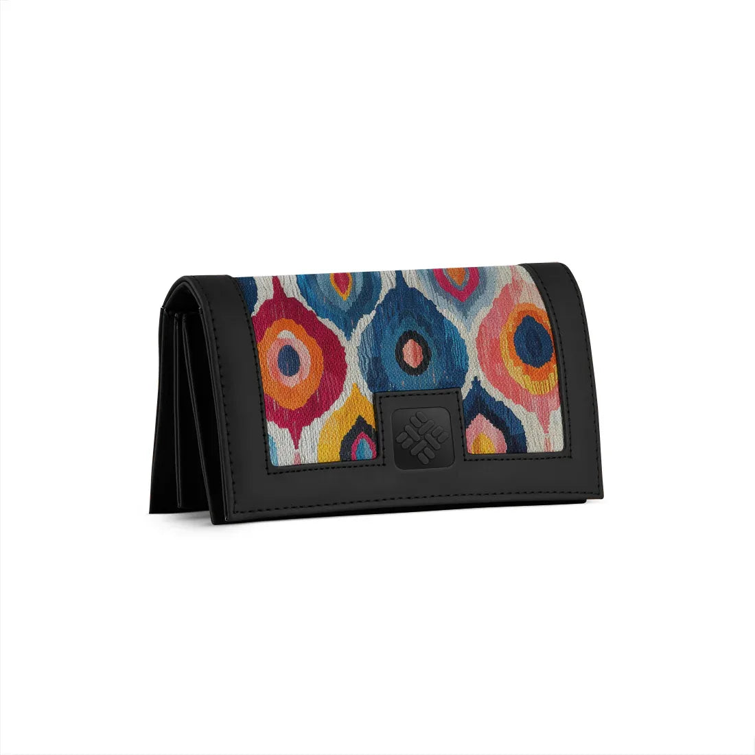 Black Sleek Elegance Fold Wallet with Vibrant Abstract Ikat Pattern - 1
