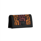 Black Sleek Elegance Fold Wallet with Warm Tribal Maze Pattern
