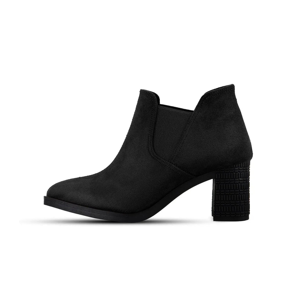 Black Slit Heeled Bootie - 4