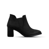 Black Slit Heeled Bootie - 5