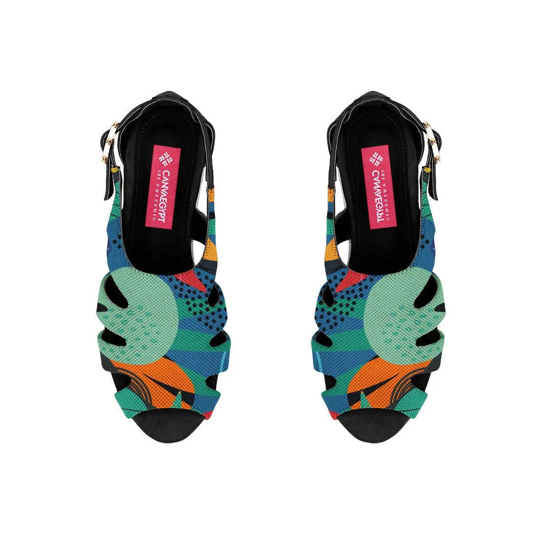 Black Spider Toe Sandal Abstract