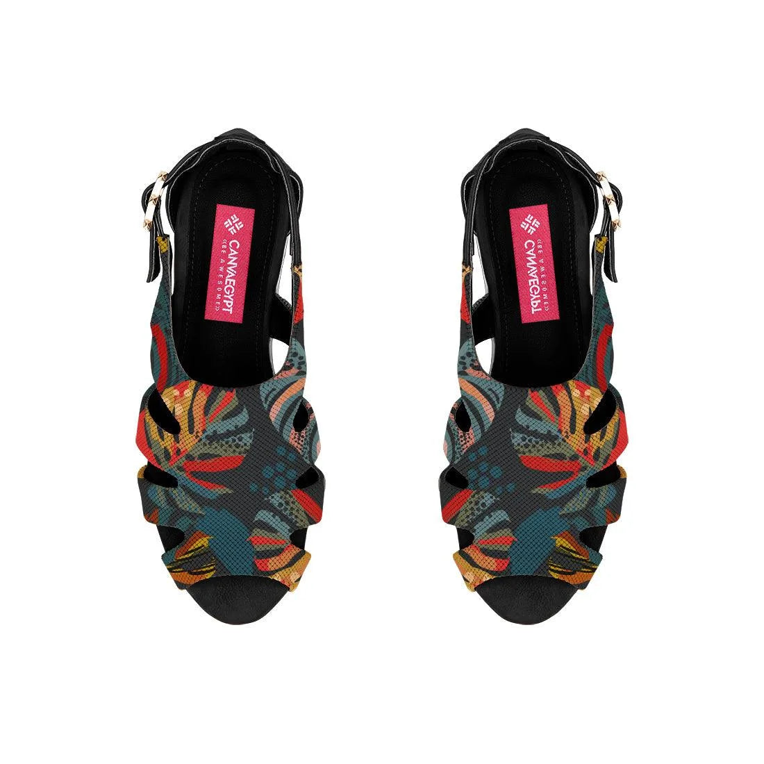 Black Spider Toe Sandal Big Leafs - CANVAEGYPT