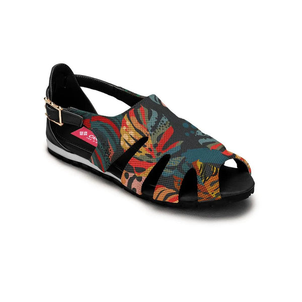 Black Spider Toe Sandal Big Leafs