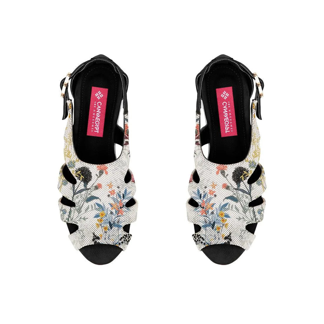 Black Spider Toe Sandal Floary - CANVAEGYPT