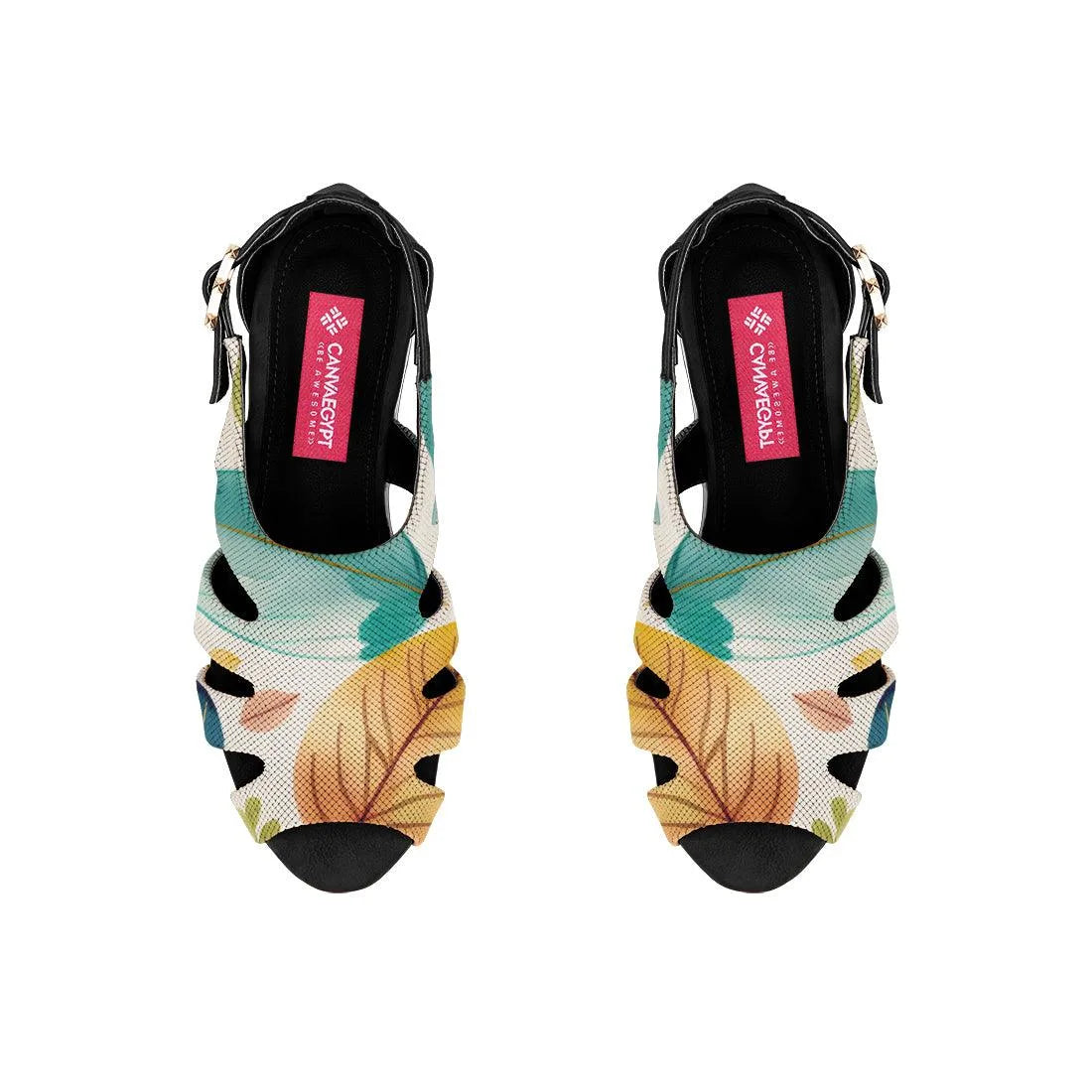 Black Spider Toe Sandal Floral - CANVAEGYPT