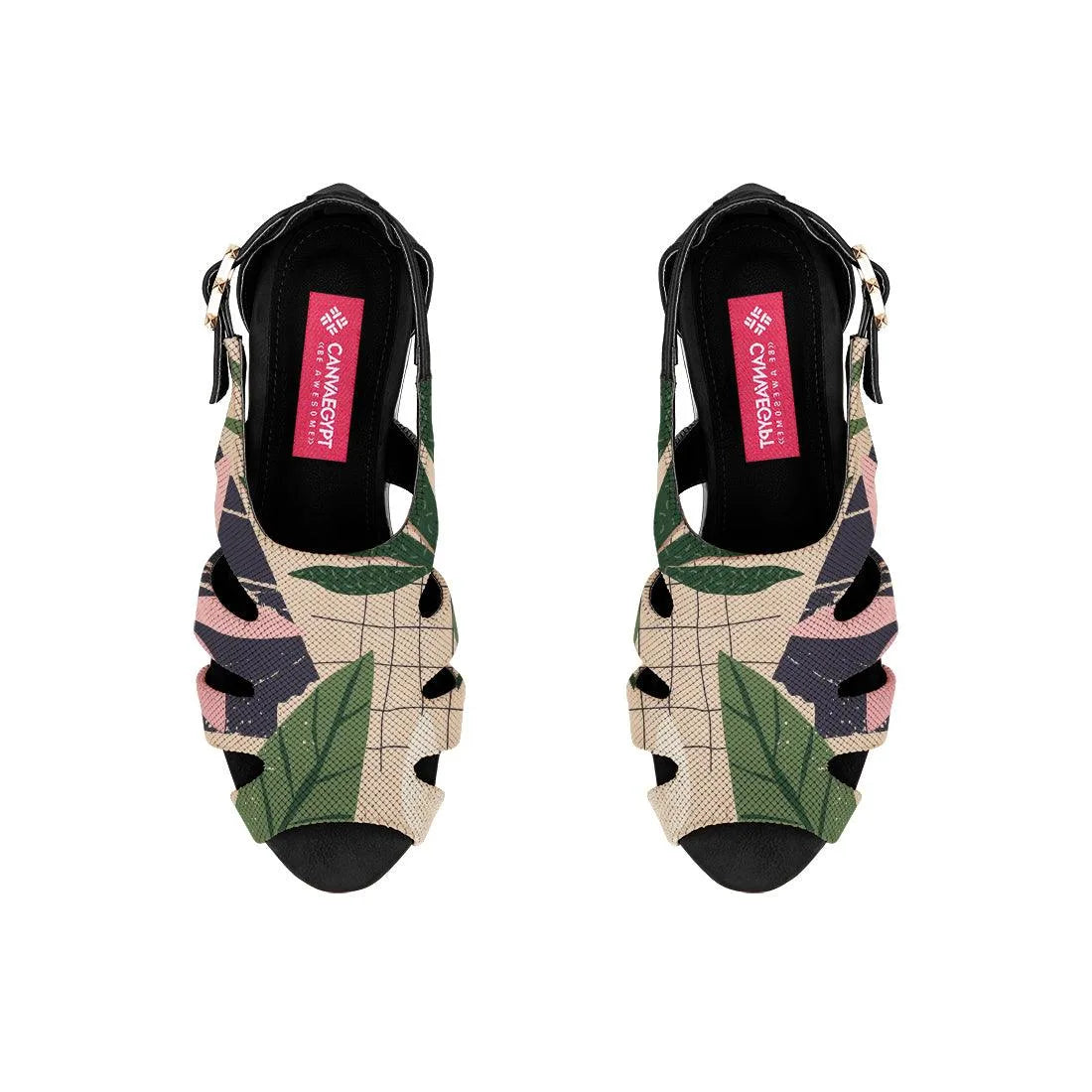 Black Spider Toe Sandal Leafs
