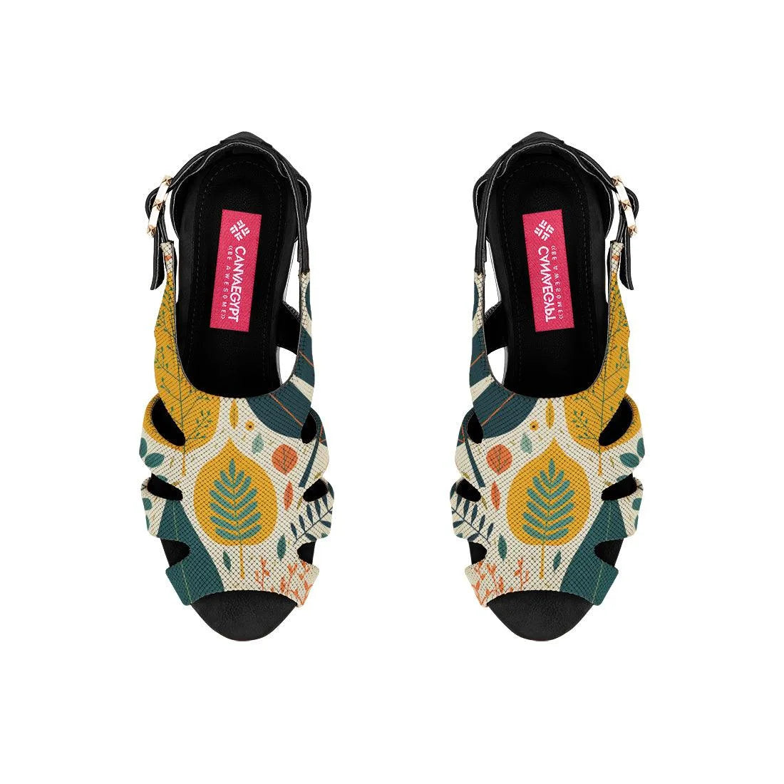 Black Spider Toe Sandal Leaves - CANVAEGYPT