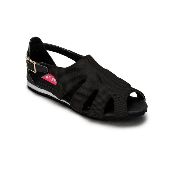 Black Spider Toe Sandal Solid Black
