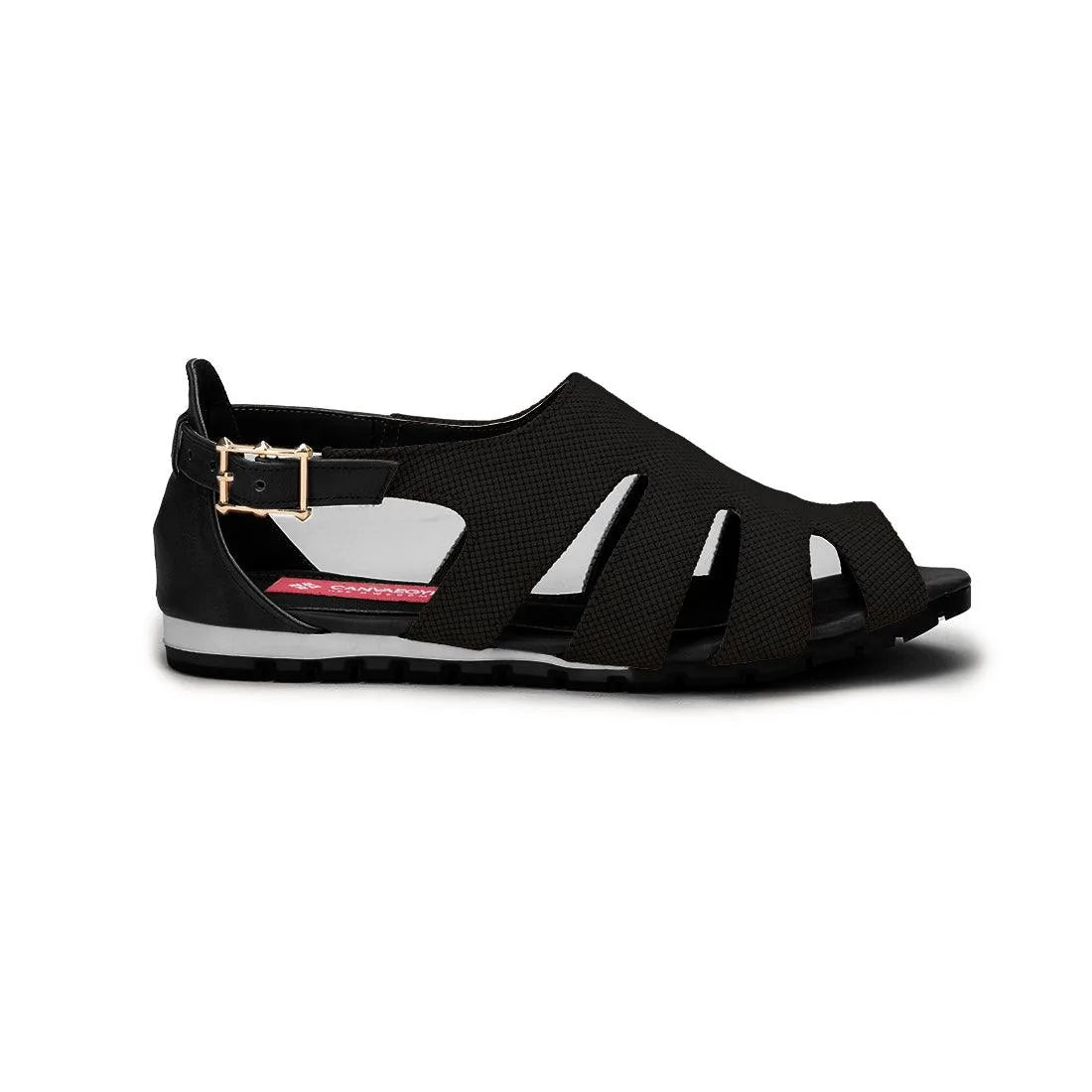 Black Spider Toe Sandal Solid Black
