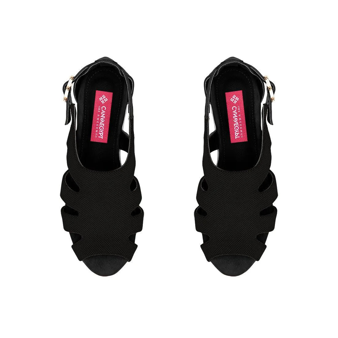 Black Spider Toe Sandal Solid Black - CANVAEGYPT