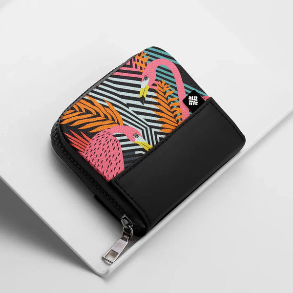 Black ZipPop Wallet Flamingo Groove - 1