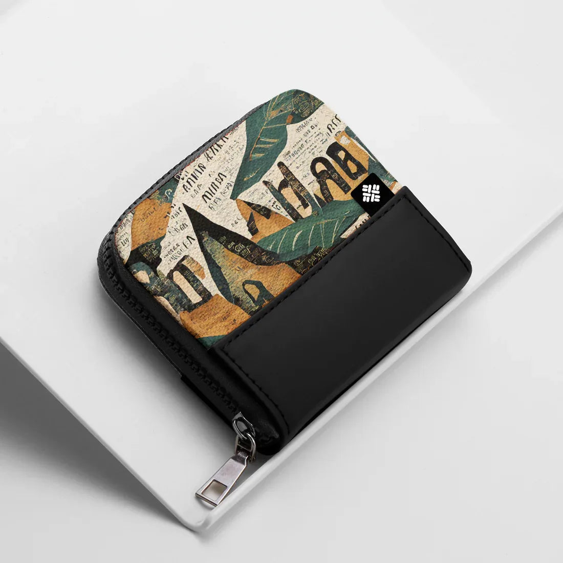 Black ZipPop Wallet Rustic Script - 1