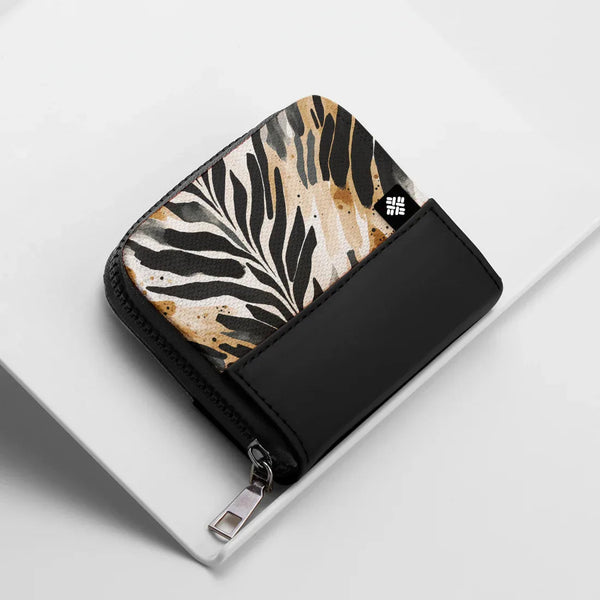Black ZipPop Wallet Wild Ink Leaves - 1