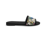 Black Drift Slides Peacock and Baroque Floral Print