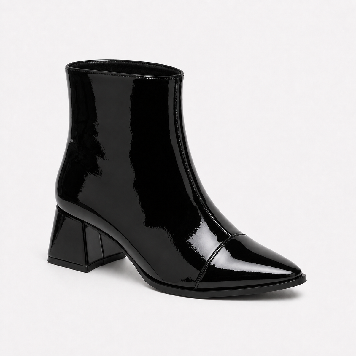 Black Gloss Muse Ankle Boots - Patent Leather | ECADRA