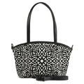 Black Wide Tote Black and White Geometric Pattern Minimalist