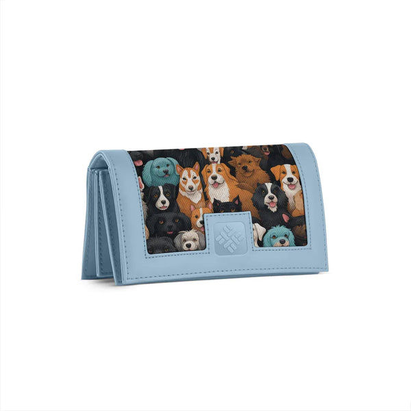 Blue Sleek Elegance Fold Wallet Featuring Adorable Dog Collective - 1