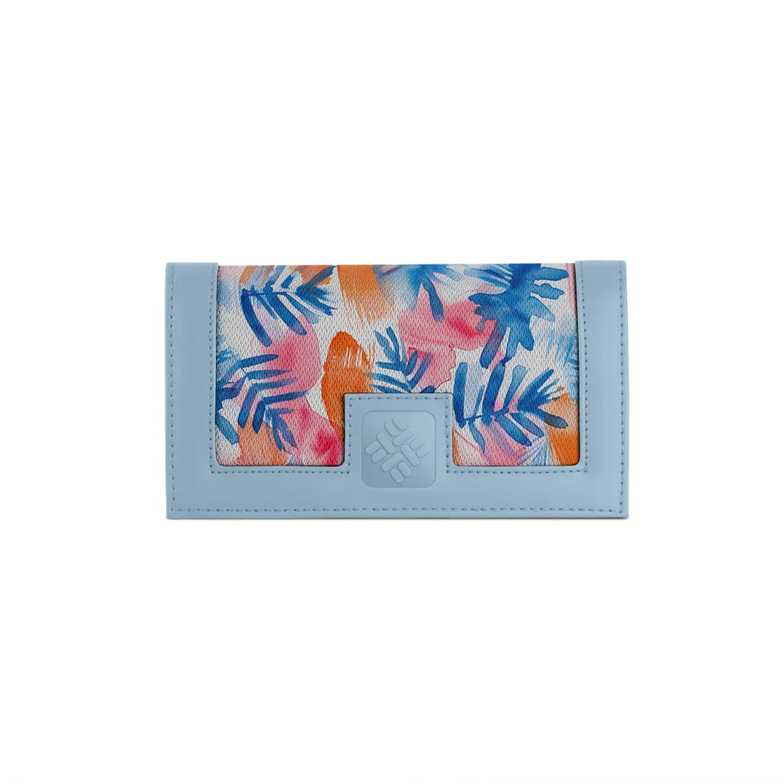 Blue Sleek Elegance Fold Wallet in Vibrant Watercolor Palm Leaves - 2