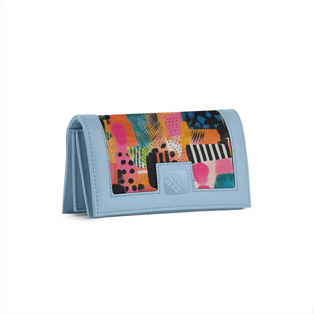 Blue Sleek Elegance Fold Wallet in Whimsical Patchwork Delight - 1