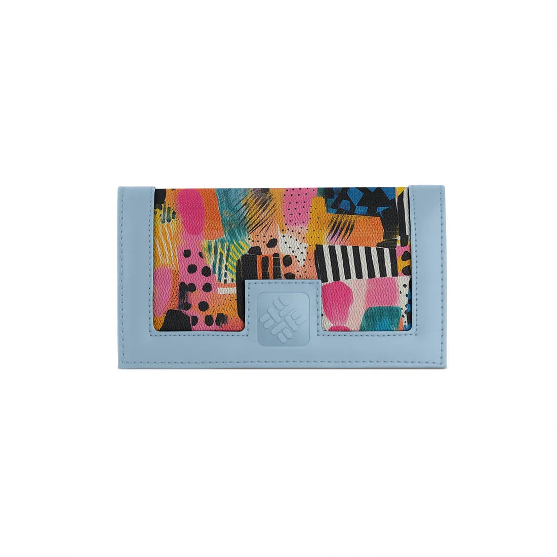 Blue Sleek Elegance Fold Wallet in Whimsical Patchwork Delight - 2