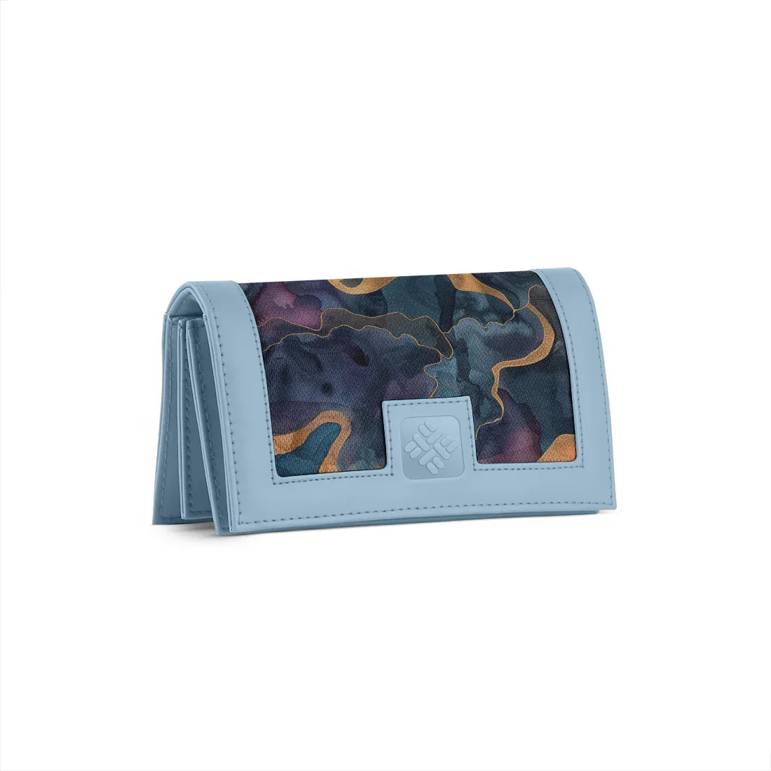 Blue Sleek Elegance Fold Wallet  with Ethereal Watercolor Waves - 1