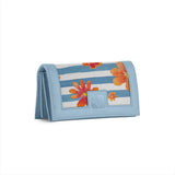 Blue Sleek Elegance Fold Wallet with Striped Floral Delight - 1