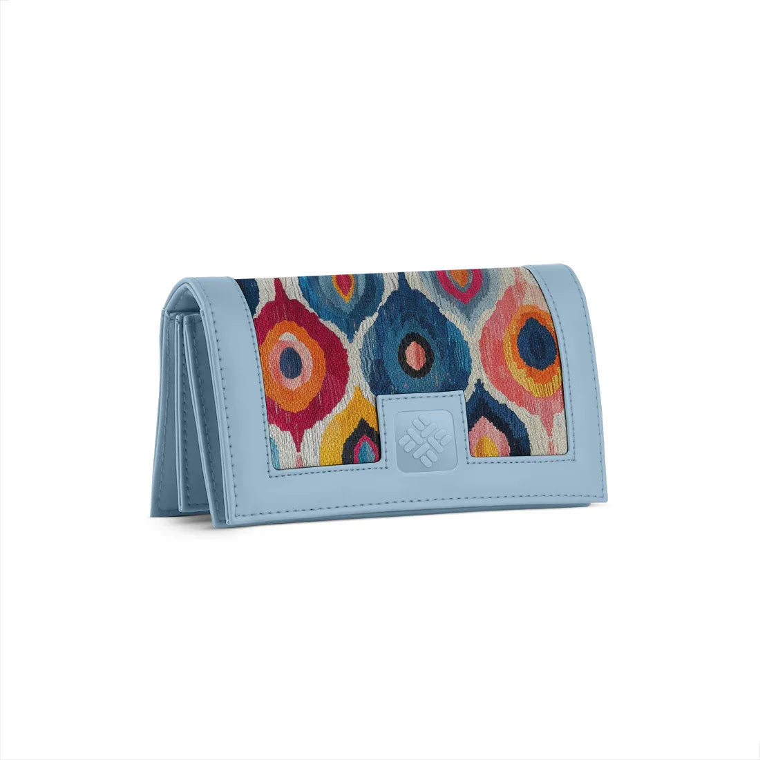 Blue Sleek Elegance Fold Wallet with Vibrant Abstract Ikat Pattern - 1
