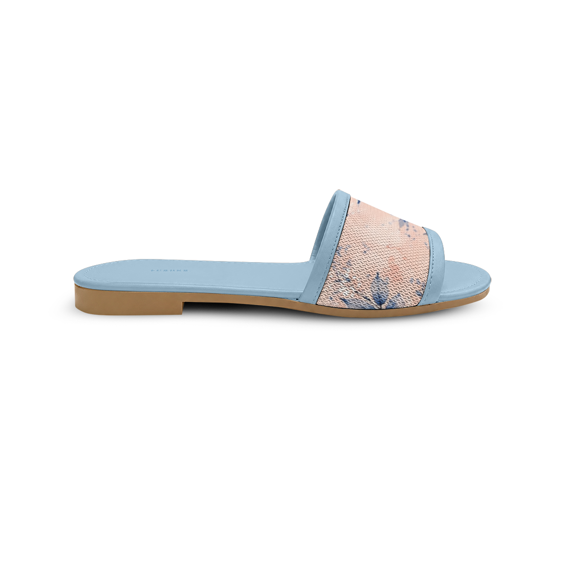 Blue Drift Slides Delicate Blue Botanical Print