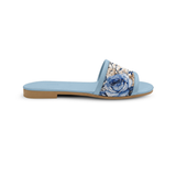  light blue Slipper ECADRA Blue Drift Slides from side view