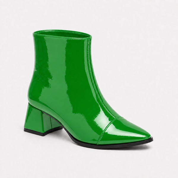 Bright Green Gloss Muse Ankle Boots - Patent Leather | ECADRA
