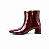 Burgundy Gloss Muse Ankle Boots - Patent Leather - 3 | ECADRA