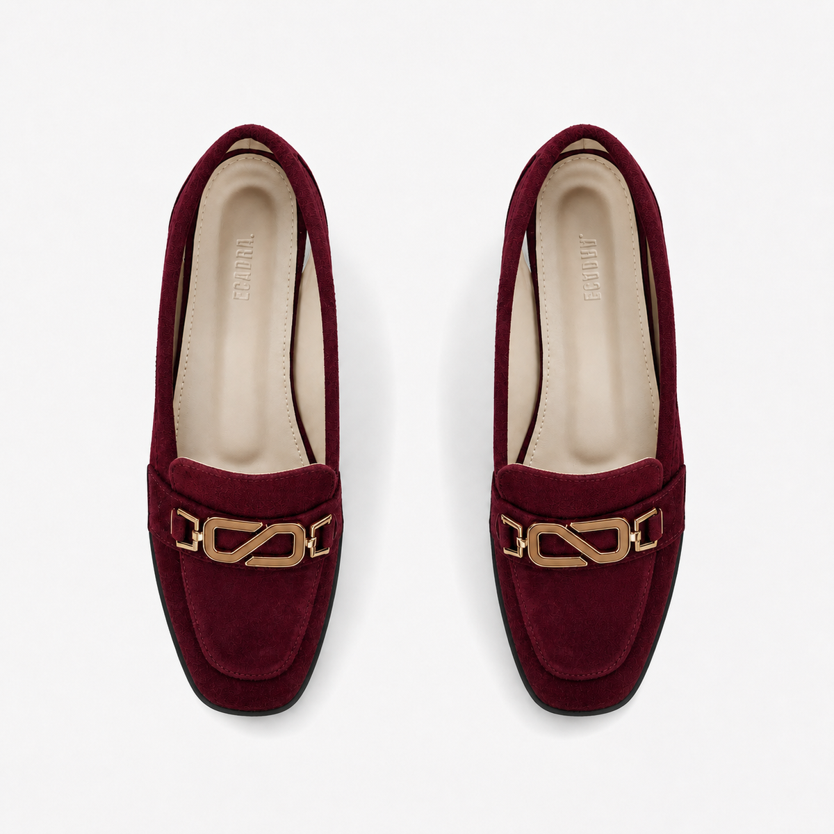 Burgundy Matte Chain Loafers | ECADRA