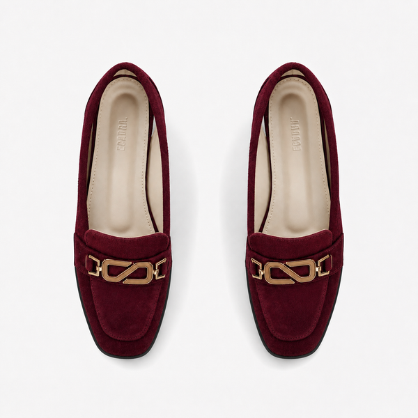 Burgundy Matte Chain Loafers | ECADRA