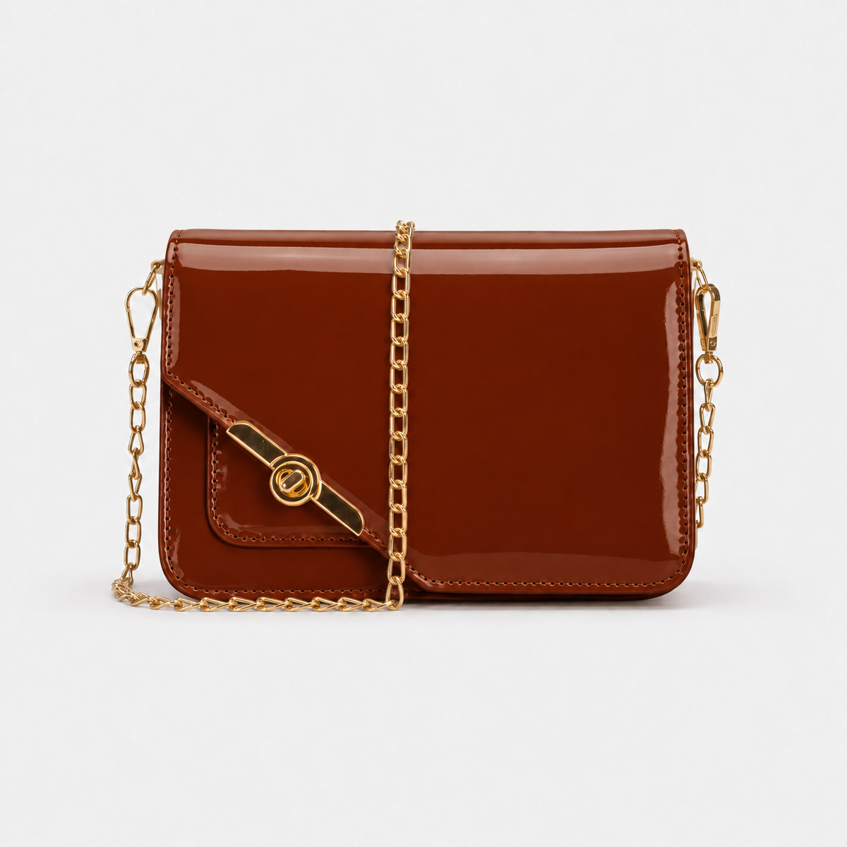 Burnt Brown Chain Crossbody Bag – Twist & Go Chain Crossbody Bag – Twist & Go | ECADRA