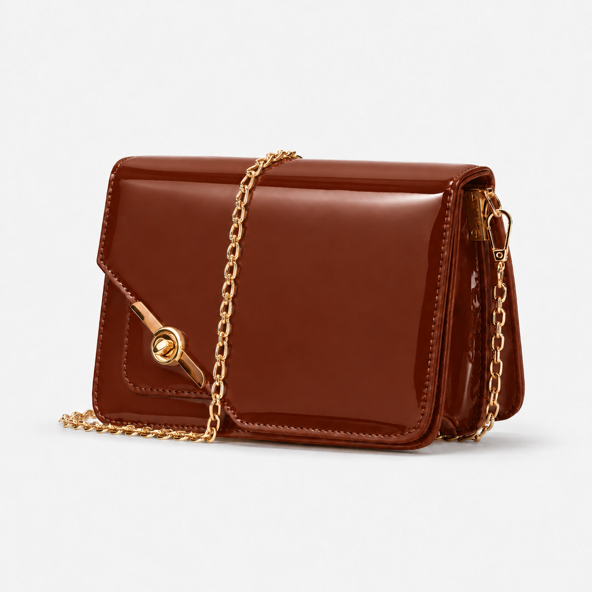 Burnt Brown Chain Crossbody Bag – Twist & Go - 2 Chain Crossbody Bag – Twist & Go | ECADRA
