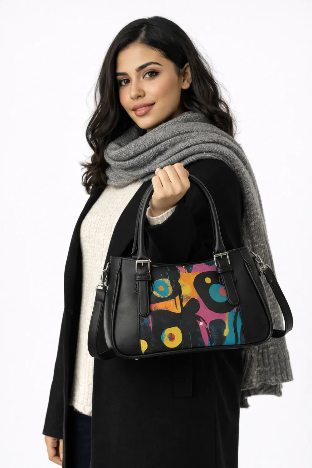 Black  Curve Satchel – Sleek, Stylish, Everyday - 6