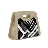 Beige Chic Peek Handbag Abstract Design - 2