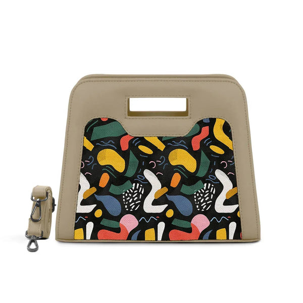 Beige Chic Peek Handbag Colorful Abstract - 1