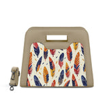 Beige Chic Peek Handbag Feathers Pattern - 1