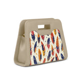 Beige Chic Peek Handbag Feathers Pattern - 2