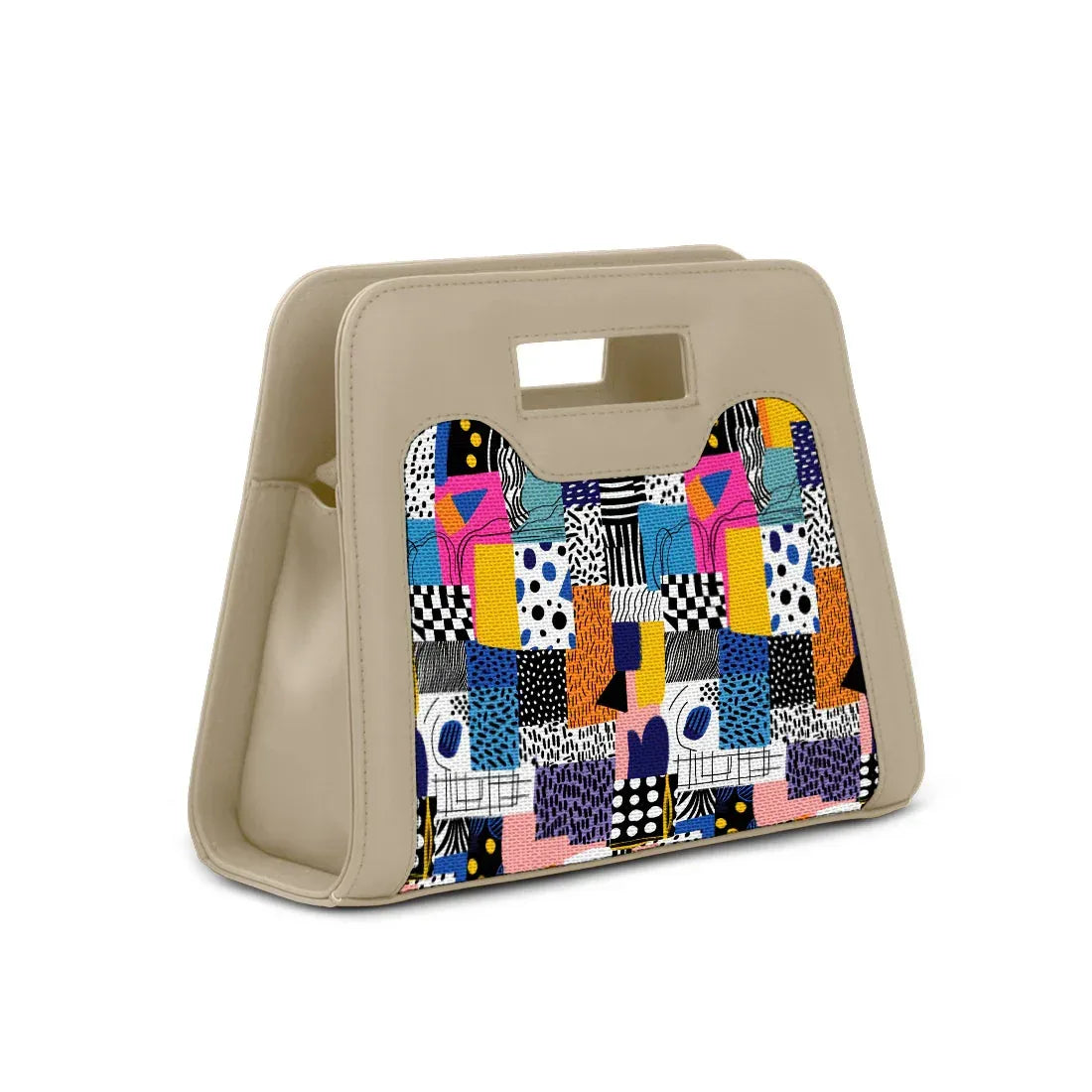 Beige Chic Peek Handbag Graphic Shapes - 2