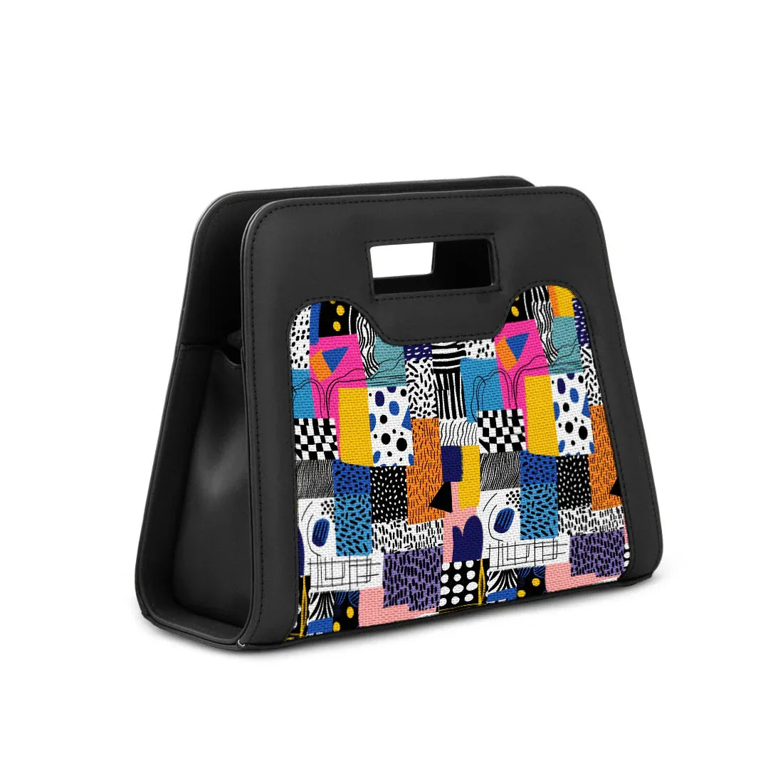 Black Chic Peek Handbag Graphic Shapes - 2