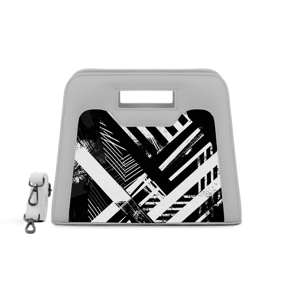 White Chic Peek Handbag Abstract Design - 1