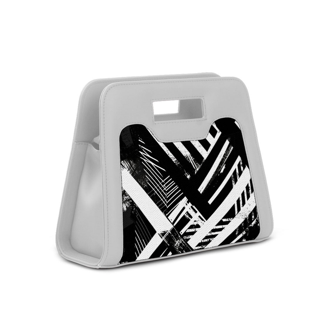 White Chic Peek Handbag Abstract Design - 2