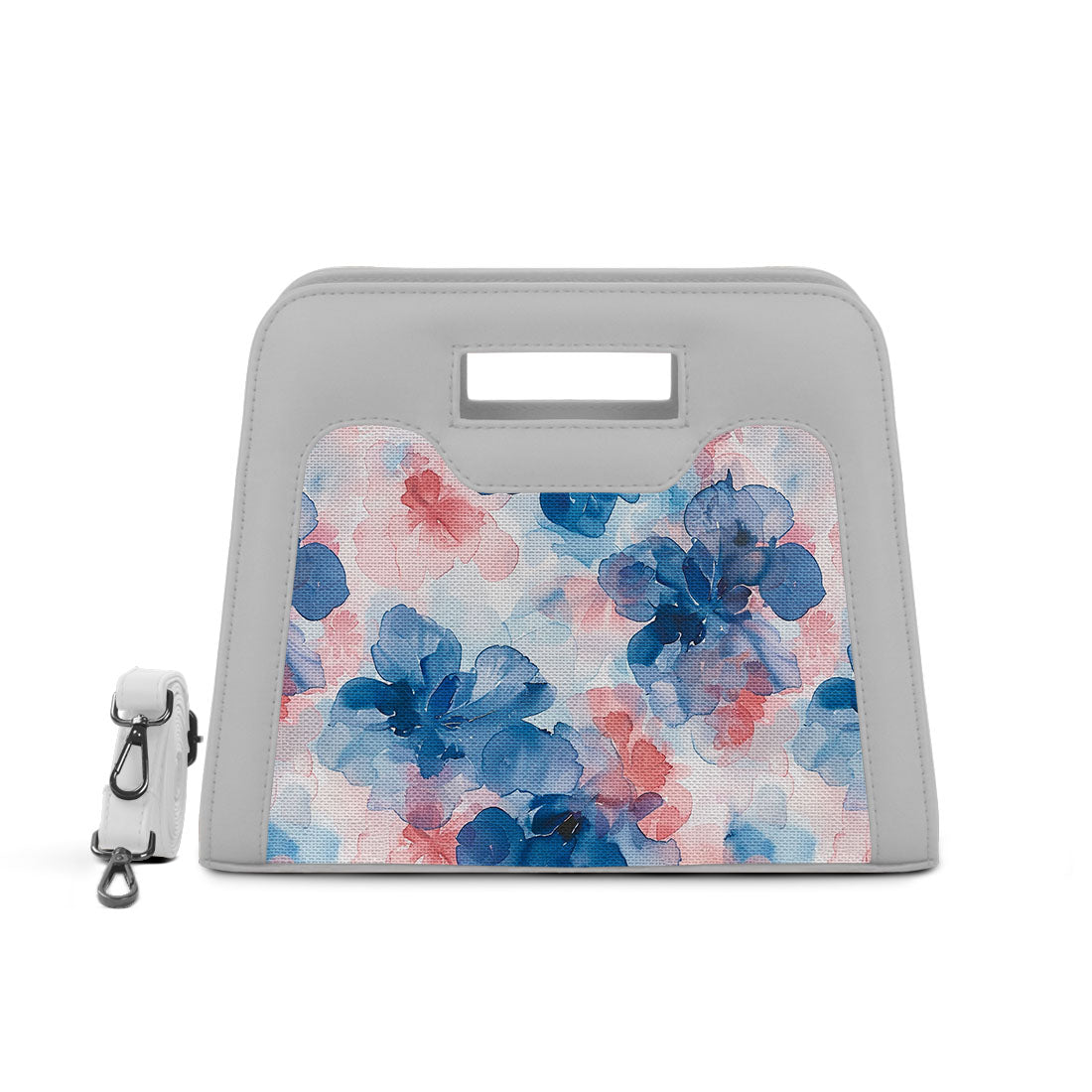 White Chic Peek Handbag Blue Flower - 1