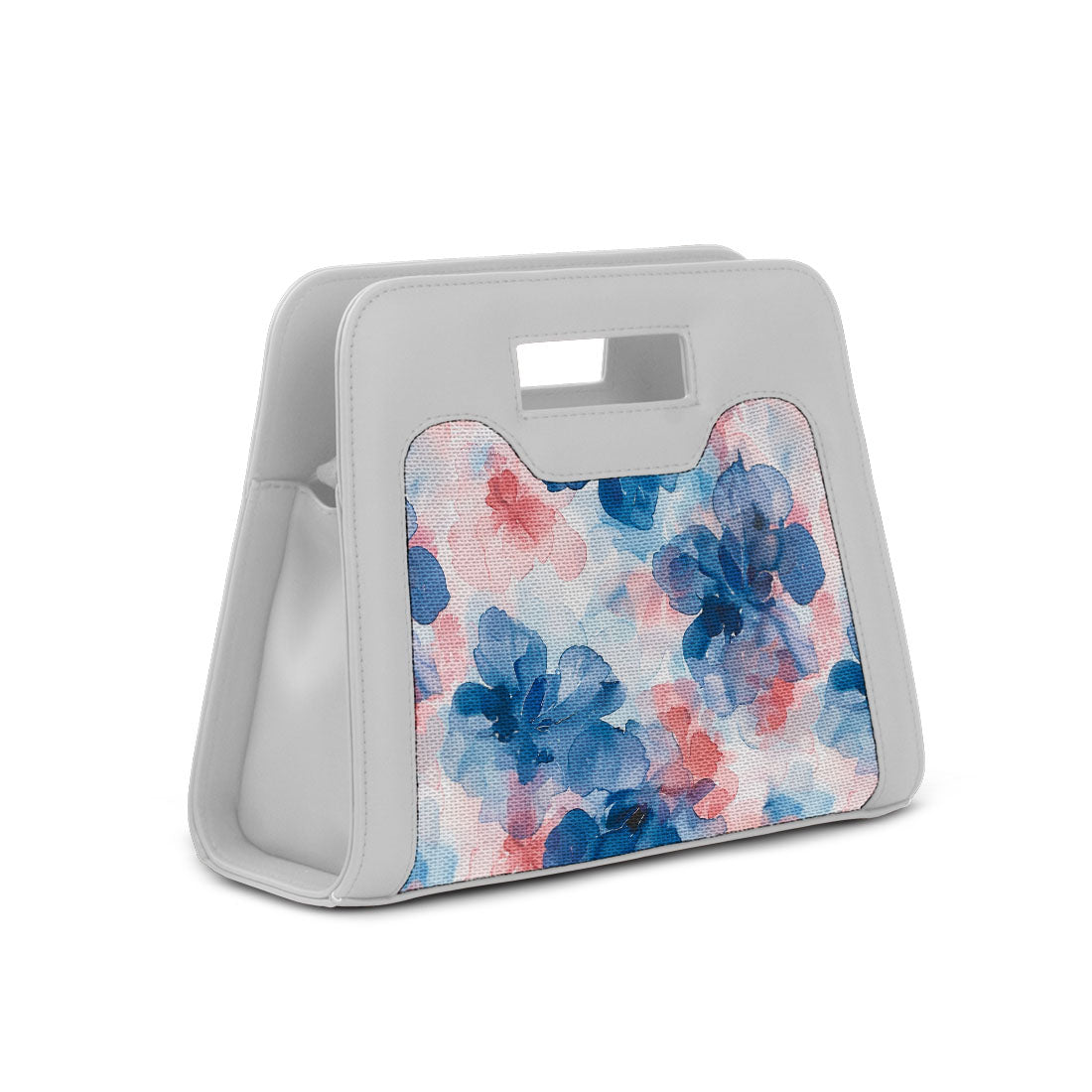White Chic Peek Handbag Blue Flower - 2