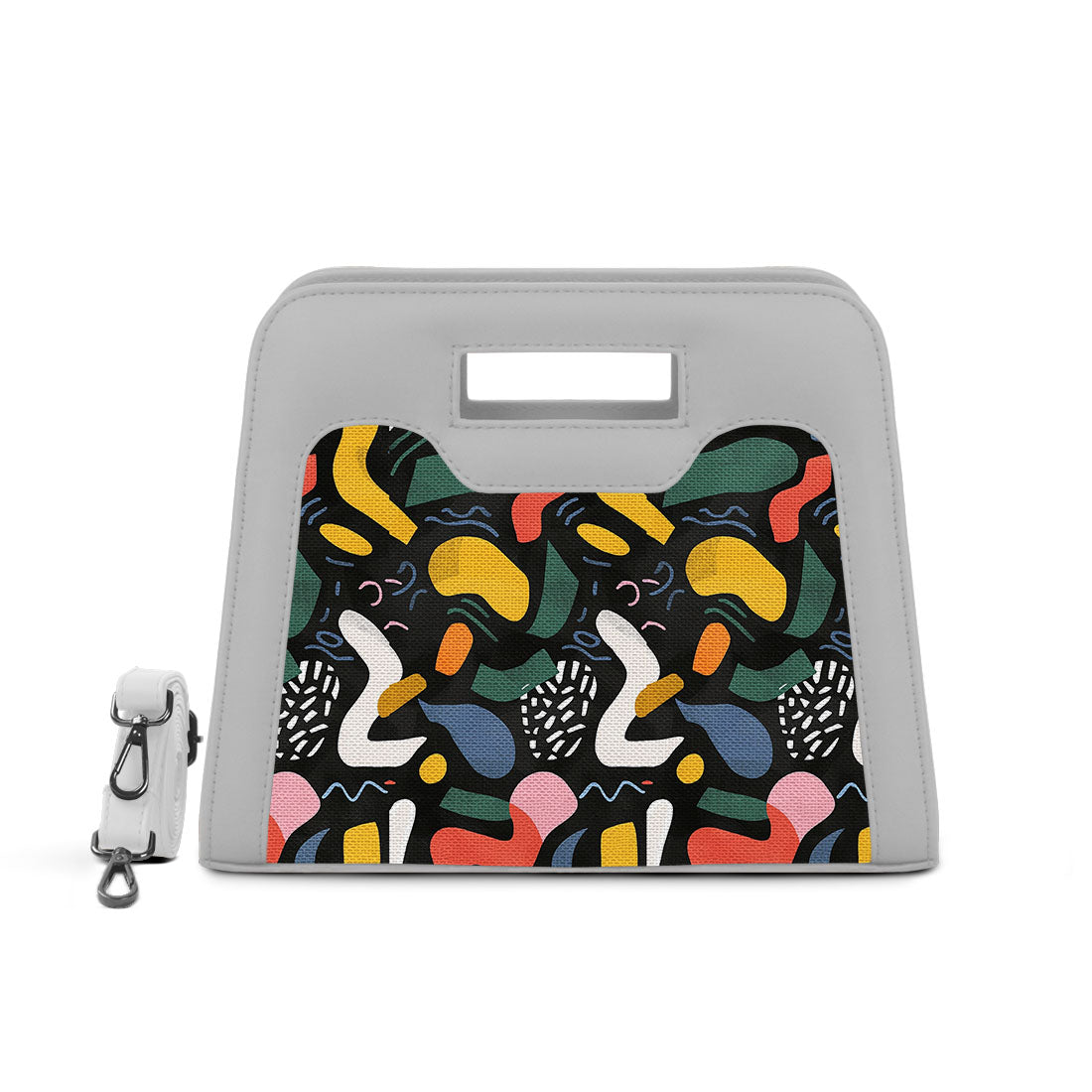White Chic Peek Handbag Colorful Abstract - 1